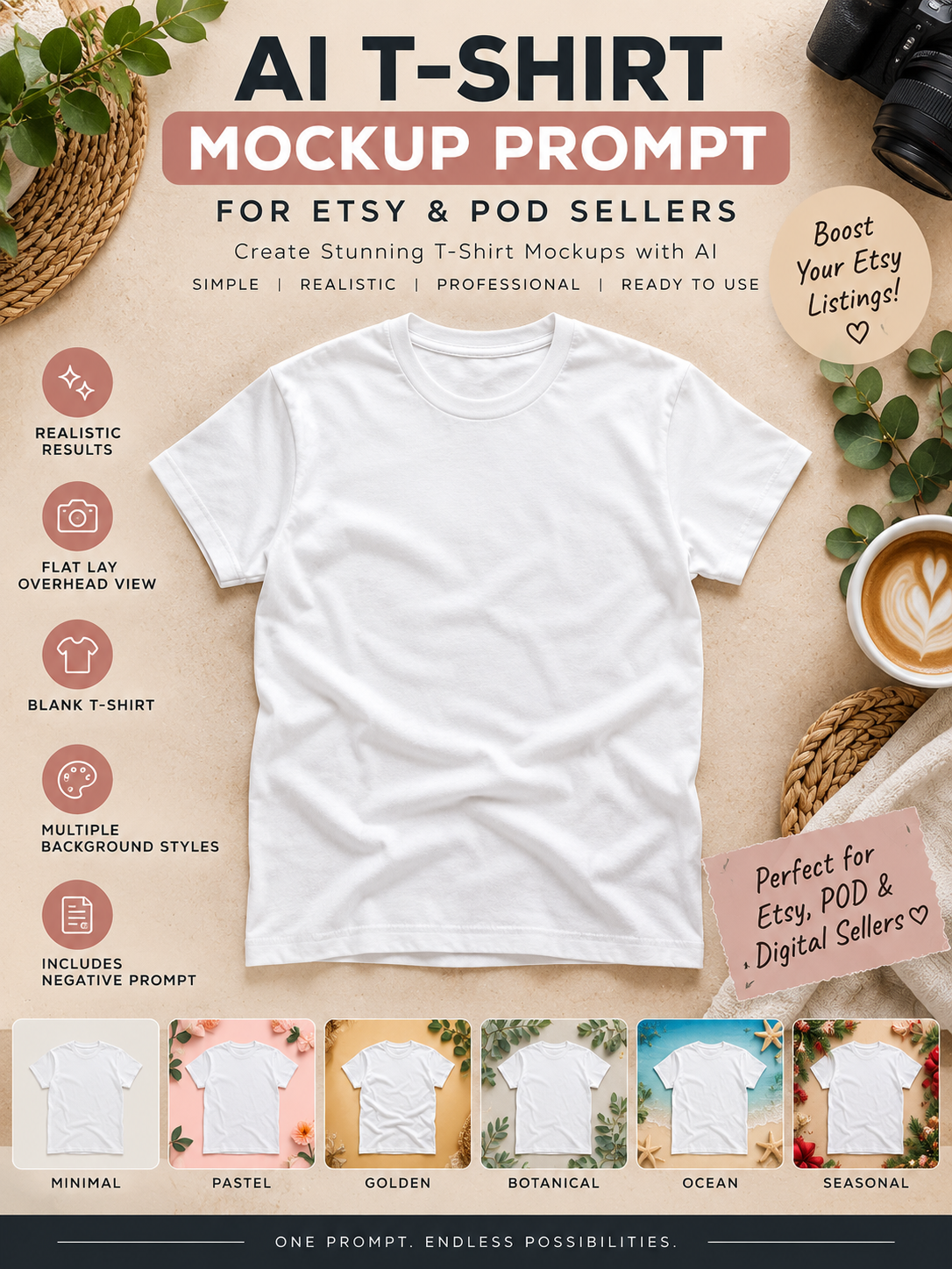AI T-Shirt Mockup Prompt for Etsy & POD Sellers