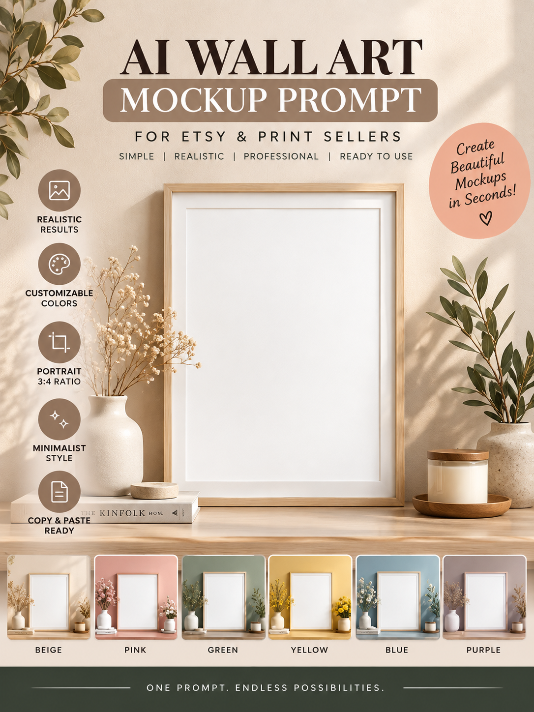 AI Wall Art Mockup Prompt for Etsy & Print Sellers